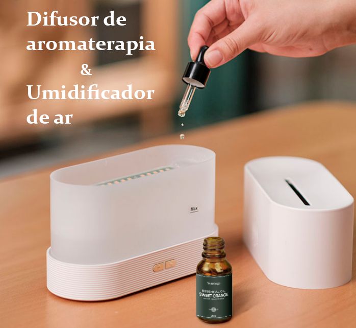 Umidificador e aromatizador com efeito chamas