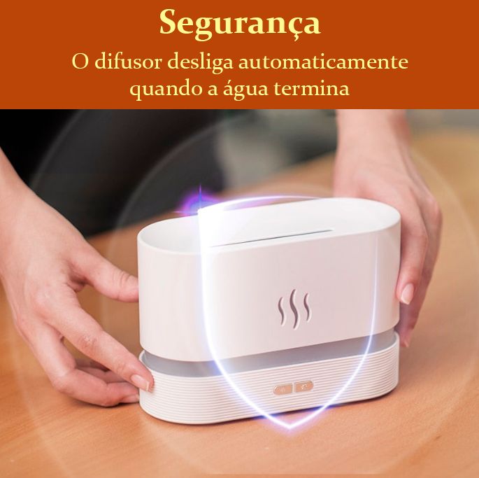 Umidificador e aromatizador com efeito chamas